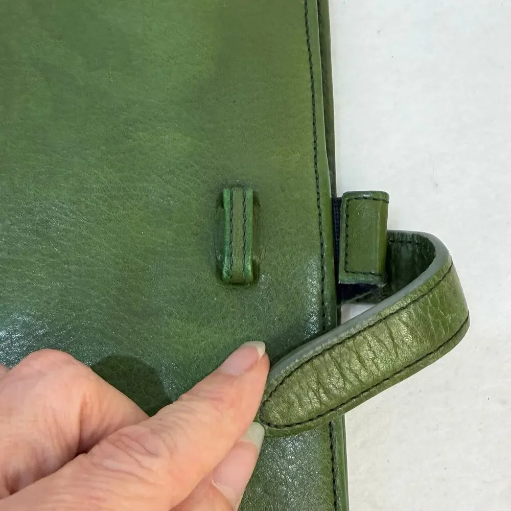 Vtg Franklin Covey Full Grain Italian Leather 7 Ring Binder Notebook Olive Green
